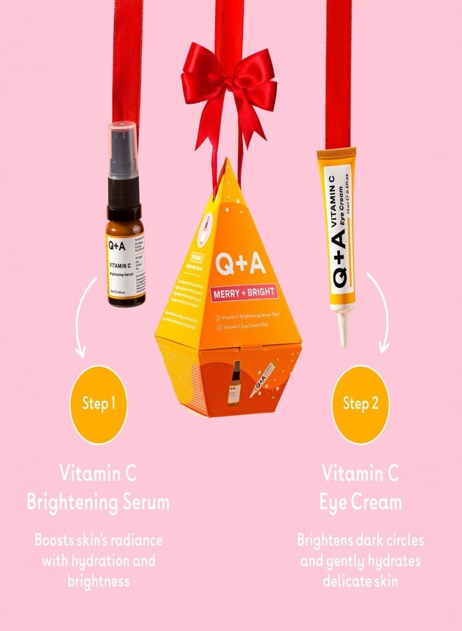 Q+A Merry + Bright Gift Set, Vitamin C Skincare Duo, Brightening Serum (10ml) & Eye Cream (15ml), Radiance-Boosting Gift for Hydrated, Glowing Skin, Stocking Stuffers - Image 4